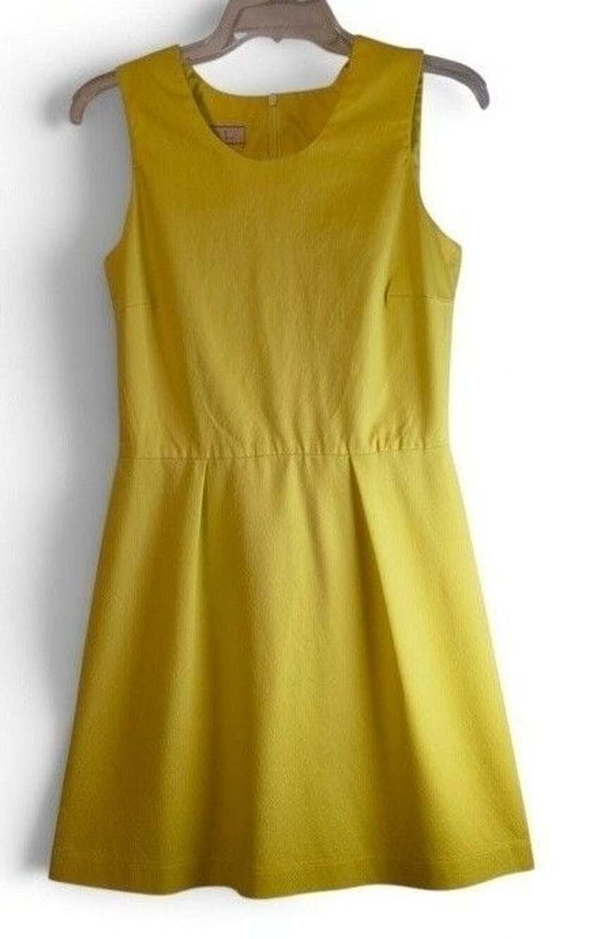 Pink Tartan Sleeveless Dress Size 8 Yellow Cotton